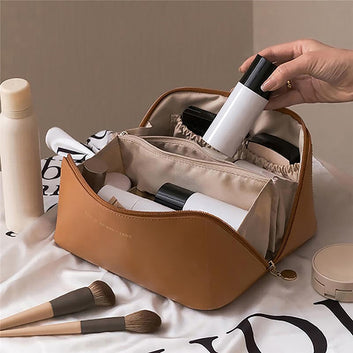 Opens Flat Waterproof Makeup Organizer Bag